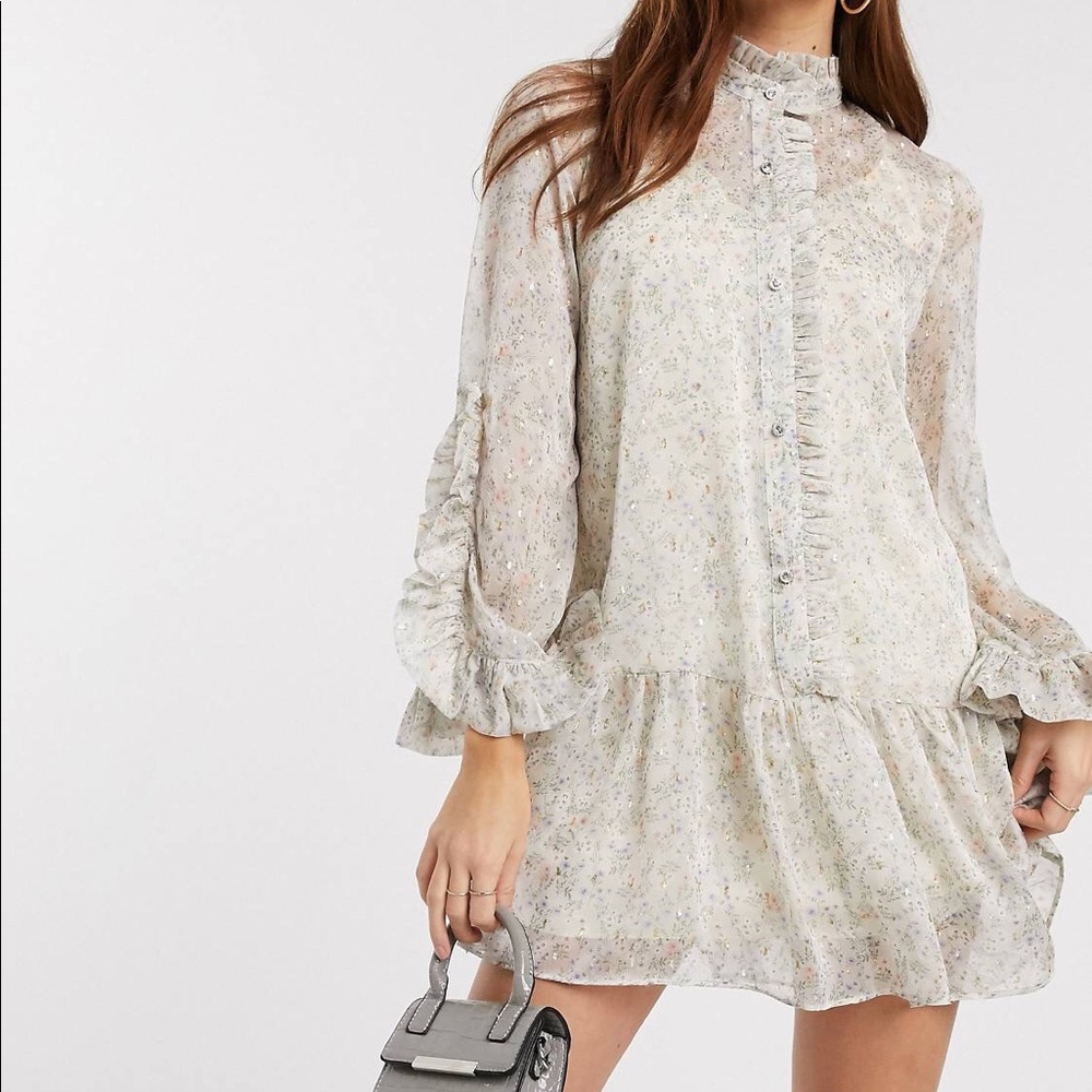 River Island ditsy floral frill smock dress